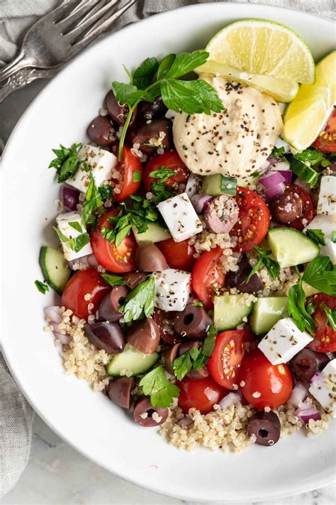 greek salad quinoa bowl